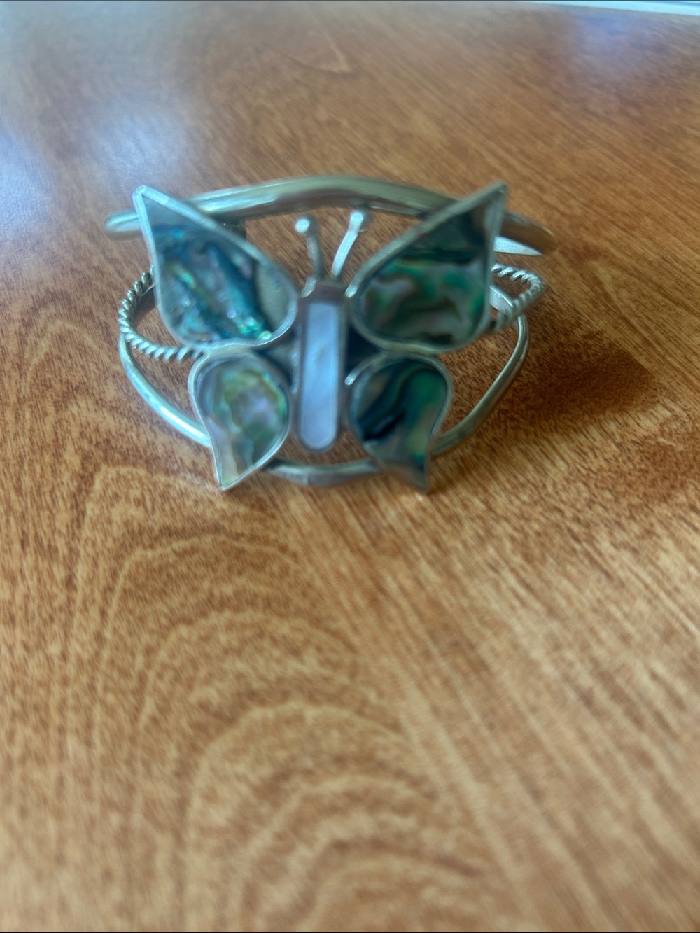 Vintage Butterfly Abalone Mexico Bracelet
